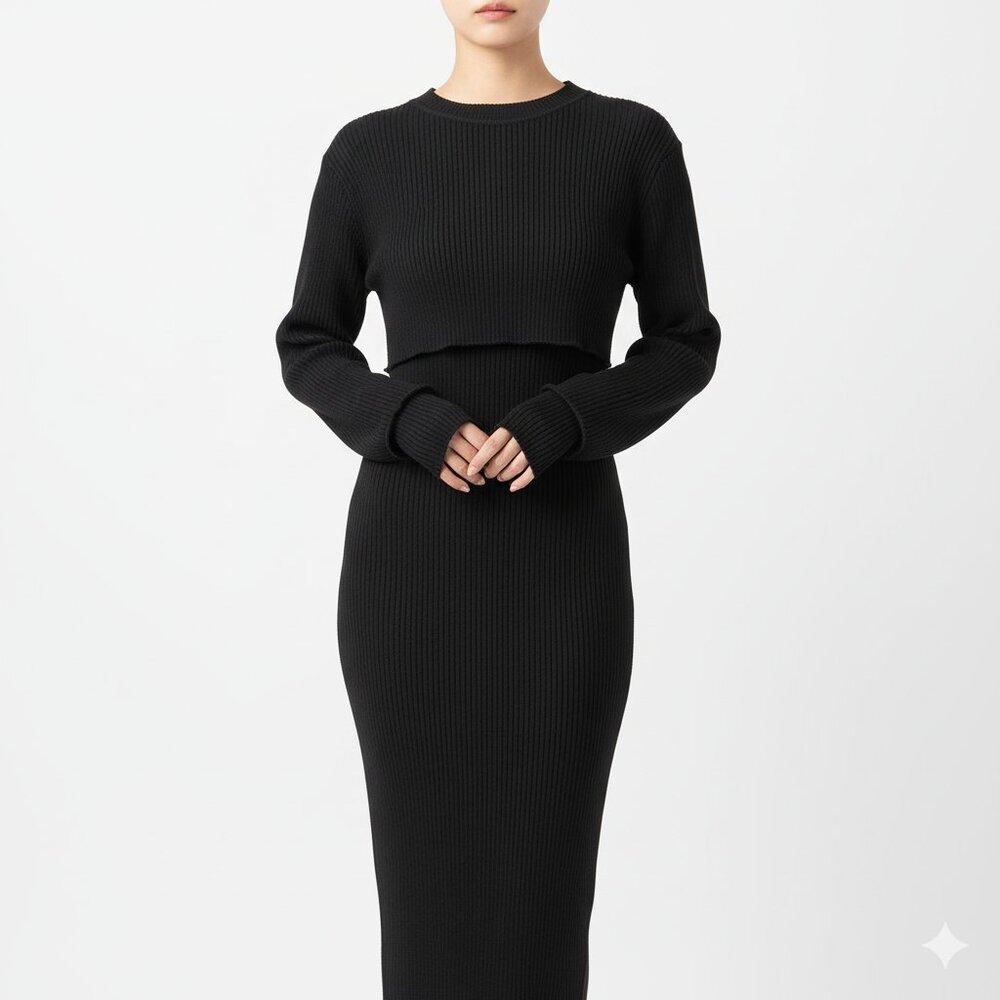 NWT MONROW Black‎ Cropped Long Sleeve Jumpsuit – Women’s Small